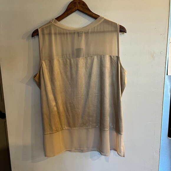 CONRAD C COLLECTION Women's Gold Mixed Media Sheer Detail Sleeveless Top Size 16 - Picture 2 of 5
